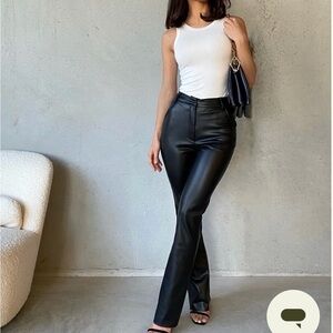 NWT Meshki Black Leather Flare Pants